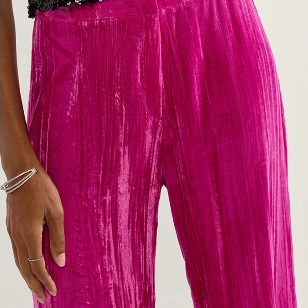 Francesca’s Magenta Pink Textured High Rise Trouser Pants Sz L NWT - Picture 12 of 12